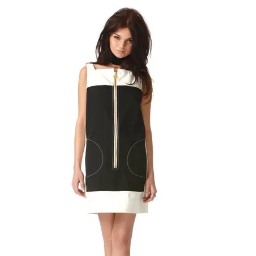 Tracy Feith for Target sz Medium VTG 2009 Black White Mini Dress tunic mod retro
